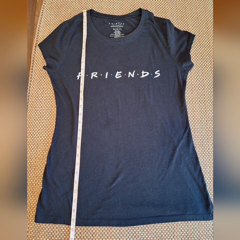 Black Iconic Friends Graphic Juniors Short Sleeve T-Shirt - Picture 6 of 7